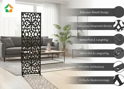 Produktbild von Dekorative Metallpaneel Metallsichtschutzwand - Mosaik