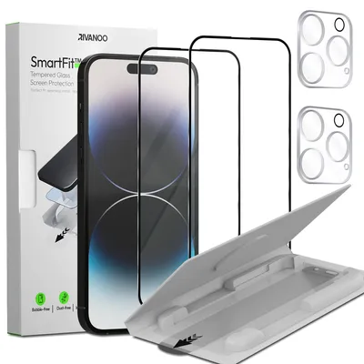 Produktbild von 2-Pack iPhone 14 Pro Displayschutzfolie & 2-Pack Kameraschutz - Gehärtetes Glas | [Automatische Installation] - Blasenfrei