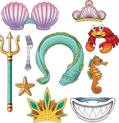 Immagine prodotto di Set fotografico sirena motivo mondo sottomarino 10 pezzi colorati - taglia unica