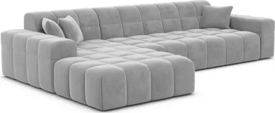 Produktbild von Samtstoff L-Form Sofa Nivara Hellgrau Links
