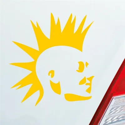 Produktbild von Auto Aufkleber Punker Punk New Wave Rock Tuning 10x11 cm Gelb Sticker Heckscheibenaufkleber
