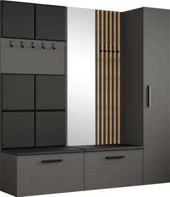 Produktbild von Masseno Garderobe-Set MODULO 201,2/204/40 cm Modern Garderobenschrank Grau