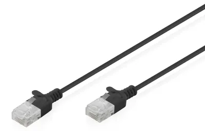 Produktbild von Digitus CAT 6 U-UTP Slim Patchkabel, 3 m, Schwarz, 3 m, Cat6, U/UTP (UTP), RJ-45, RJ-45, Schwarz