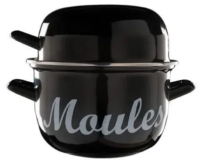 Productafbeelding van Cosy & Trendy Mosselpan - Emaille - Zwart - ø 18 cm / 2.8 liter - geëmailleerde anti-aanbaklaag