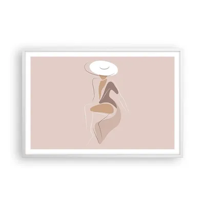 Produktbild von Gerahmtes Poster - Weißer Rahmen - Buntstift Frau Hut - 91,5x61 cm - Wand Bild - Wanddeko - Wandbilder - Kunstposter - Wandposter - Bilderrahmen - Bilder - Kunstdruck Wanddekoration - P2WAA91x61-4773