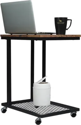 Productafbeelding van Bolture Bijzettafel - Op Wielen - Vintage Look - Bruin/Zwart - 51 x 36 x 60 cm