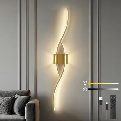 Produktbild von LED Wandleuchte Innen Modern Dimmbar 3 Farbtemperaturen Wiederaufladbar Wandlampe mit Fernbedienung