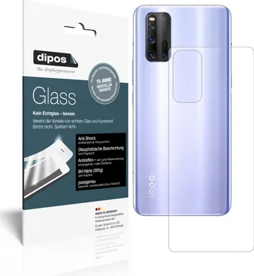 Produktbild von 2x Schutzfolie für Vivo iQOO 3 Rückseite matt - Anti-Shock 9H Folie dipos Glass Kunststoffglas