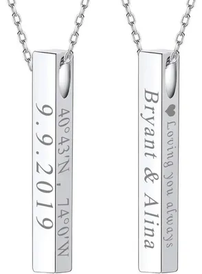 Productafbeelding van Halsketting met personaliseerbare, rechthoekige hanger, zilver 925, 46 cm + 5 cm verlengketting, dames, meisjes, modieuze sieraden, cadeauverpakking