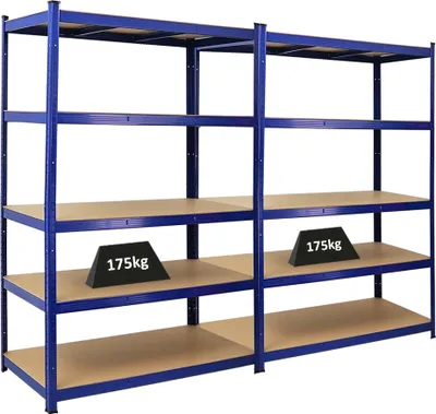 Produktbild von Mega Deal | 2x Schwerlastregal TAURUS | HxBxT 180x120x60cm | Fachlast 175kg | Blau