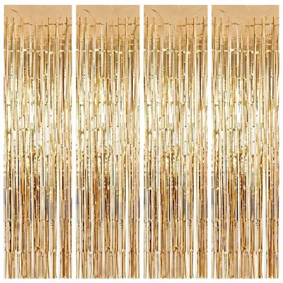 Lametta-Gardine Champagnergold 4 Stück Party-Deko 1x2 m