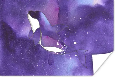 Produktbild von MuchoWow® Poster Tiere - Wal - Lila - Aquarell 120x80 cm - Bilder