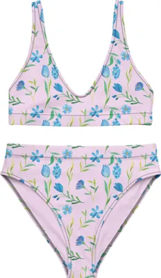 Produktbild von Mr. & Mrs. Panda Bikini Sommergedanken Design Größe XXL - Weiß - Geschenk, High Waist, Bikinihose, Blaues Muster, Bademode, Blumen, Bikinioberteil, Zweiteiler, Aquarell