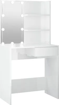 Produktbild von vidaXL Schminktisch mit LED Hochglanz-Weiß 74,5x40x141 cm