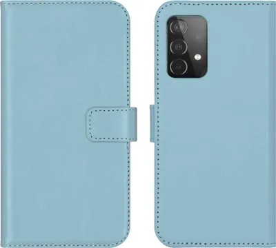 Image de Selencia Bibliothèque en cuir véritable pour le Samsung Galaxy A52(s) (5G/4G) - Bleu ciel