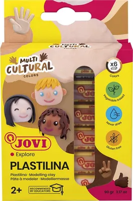 Zdjęcie produktu dla JOVI 90/6M JOVI Knete PLASTILINA farbsortiert, 6 Farben je 15,0 g