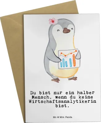 Produktbild von Mr. & Mrs. Panda Glückwunschkarte Wirtschaftsanalytikerin Herz - Weiß - Geschenk, Grußkarten, einladungskarten, weihnachtskarten, glückwunschkarten, hochzeitskarten