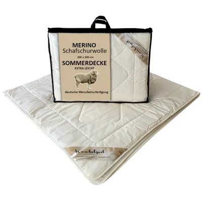 Produktbild von Merino Schafschurwolle extra leichte Sommerdecke Kuschelzeit in 200x200 cm