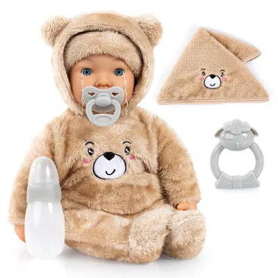 Produktbild von Bayer Design 94230AB Babypuppe, weint echte Tränen, mit Schlafaugen, weichem Körper, Zubehör, 42 cm - für Mädchen und Jungen