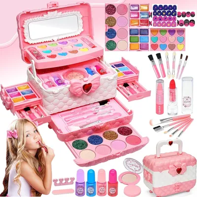 Produktbild von Kinder Make-up Set für Mädchen - 57 Teile für Geburtstags- und Festgeschenke