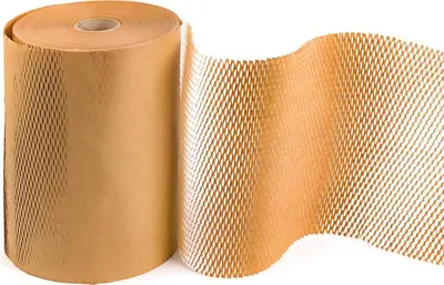 Zdjęcie produktu dla Rolka wyściełająca o strukturze plastra miodu, papier pakowy (50 cm x 100 m), biodegradowalny i nadający się do recyklingu, rolka papieru pakowego, do dekoracji, papier pakowy, papier ochronny kraft