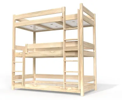 Immagine prodotto di Letto a castello 3 posti 90X190 legno ABC - Grezzo (senza laccatura)