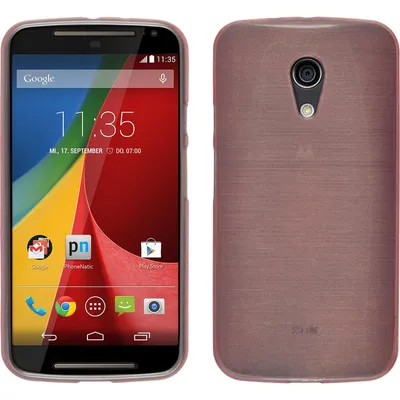 Produktbild von PhoneNatic Case kompatibel mit Motorola Moto G 2014 2. Generation - rosa Silikon Hülle brushed + 2 Schutzfolien
