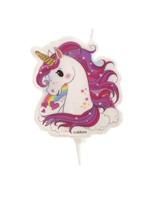 Produktbild von Niedliche Einhorn-Geburtstagskerze bunt 7,5 cm