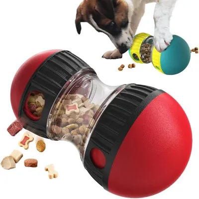 Produktbild von Happy Home Intelligenzspielzeug für Hunde, Futterball Verstellbarer Futterausgabe Interaktiver Snackball langsamer Fresser Puzzle Spielzeug Dunkelrot