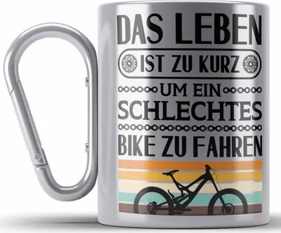 Produktbild von Trendation - Fahrrad Radfahrer Geschenk Rennrad Bike Geschenkidee Edelstahl Tasse Karabiner Fahrradfahrer Karabiner Edelstahl Tasse Karabiner Edelstahl (Silber)