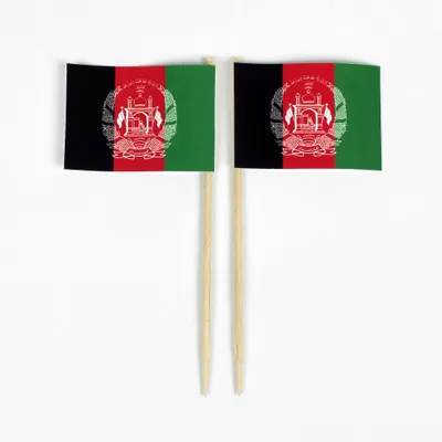 Produktbild von Party-Picker Flagge Afghanistan Papierfähnchen in Spitzenqualität 25 Stück Beutel
