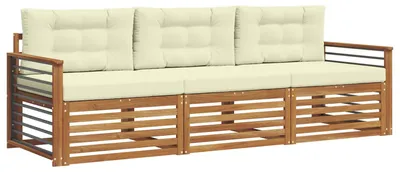 Produktbild von vidaXL Outdoor-Sofagarnitur 3 stk. Natur und Creme