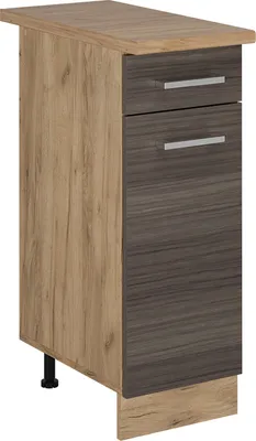 Produktbild von Küchenunterschrank Vicco R-Line Edelgrau 30 cm , AP Eiche, Model 53327