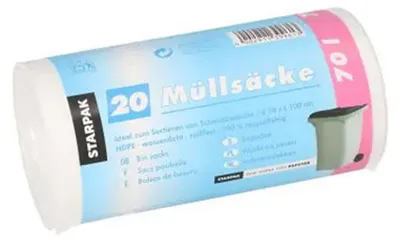 Image de STARPAK 90463 STARPAK Sac poubelle en PEHD, 70 litres, transparent