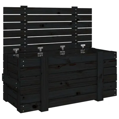 Image de vidaXL Coffre noir 91x40,5x42 cm pin massif