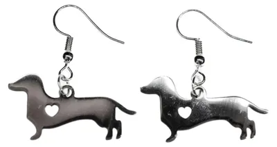 Produktbild von Dackel Hund mit Herz Ohrringe Ohrring Miniblings Hänger Hunde Teckel Edelstahl
