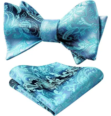 Obrázok produktu pre Mužská vreckovka s paisley vzorom, tkaná technikou Jacquard, určená na uväzovanie, farba: svetlomodrá