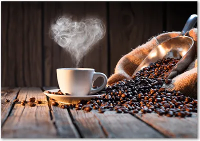Produktbild von Tulup® Glas-Bild - 100 x 70 - Wandbild aus Glas - Wandkunst - Wandbild hinter gehärtetem Sicherheitsglas - Essen & Getränke - Kaffee Tasse - Braun