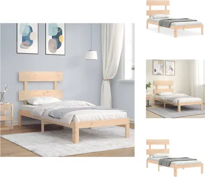 Produktbild von vidaXL Massivholzbett mit Kopfteil 90x200 cm -  Betten & Bettgestelle