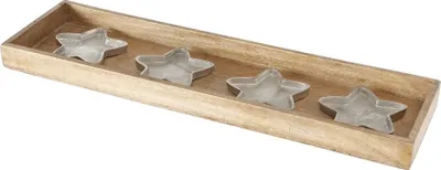 Produktbild von Kerzenleuchter Loriella Aluminium Mangoholz 4 Sterne B 17cm H 4cm