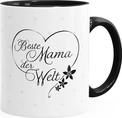 Produktbild von Geschenk-Tasse Herz Beste Mama der Welt Geschenk zum Muttertag Tasse mit Innenfarbe MoonWorks® schwarz unisize