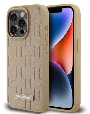 Obrázok produktu pre Karl LagerfeldPolyuretánkožený kryt s monogramovým kovovým logom MagSafe pre iPhone 14 Pro Max béžový (KLHMP14XPKHPORPE)