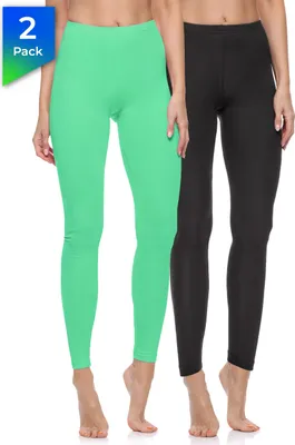 Produktbild von Merry Style Damen Lange Leggings aus Baumwolle 2 Pack MS10-198 (Schwarz/Minze, M)