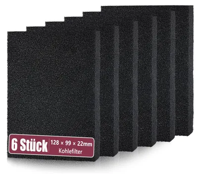 6 Aktivkohlefilter für SOG-Abgas-System 128x99x22 mm