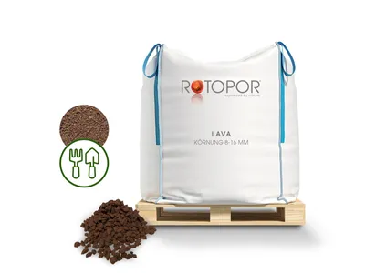 Produktbild von Rotopor Lava Körnung 8-16 mm Lavakies Kies Mulch Lavasplitt Eifellava rotbraun 1000L BigBag