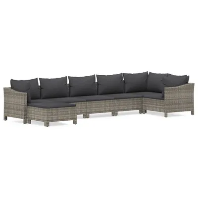 Obrázok produktu pre vidaXL 7-dielna záhradná obývacia súprava s vankúšmi Grey Poly Rattan