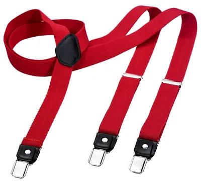 Produktbild von DonDon® Herren Hosenträger schmal 2,5 cm – 3 Clips in Y-Form – elastisch und längenverstellbar rot