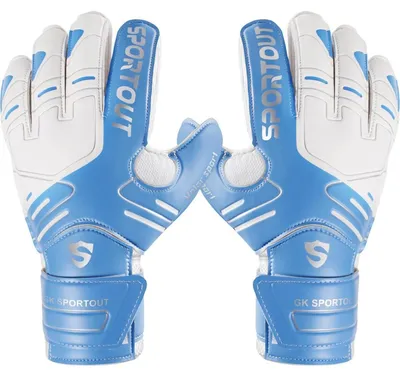 Immagine prodotto di Guanti da portiere con protezione per le dita, antiscivolo, in lattice da 4 mm, per bambini e adulti, colore blu, taglia 8