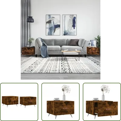 Produktbild von The Living Store Couchtische 2 Stk. Räuchereiche 50x50x40 cm Holzwerkstoff