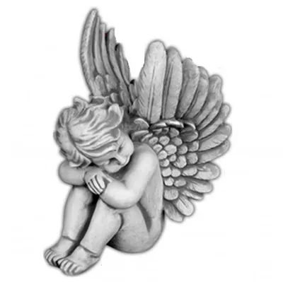 Produktbild von Schöner Engel sitzend aus Steinguss perfekt für den Garten die Terrasse oder den Vorgarten ist Frostfest Witterungsbeständig und Neu 49cm H, PO-2218